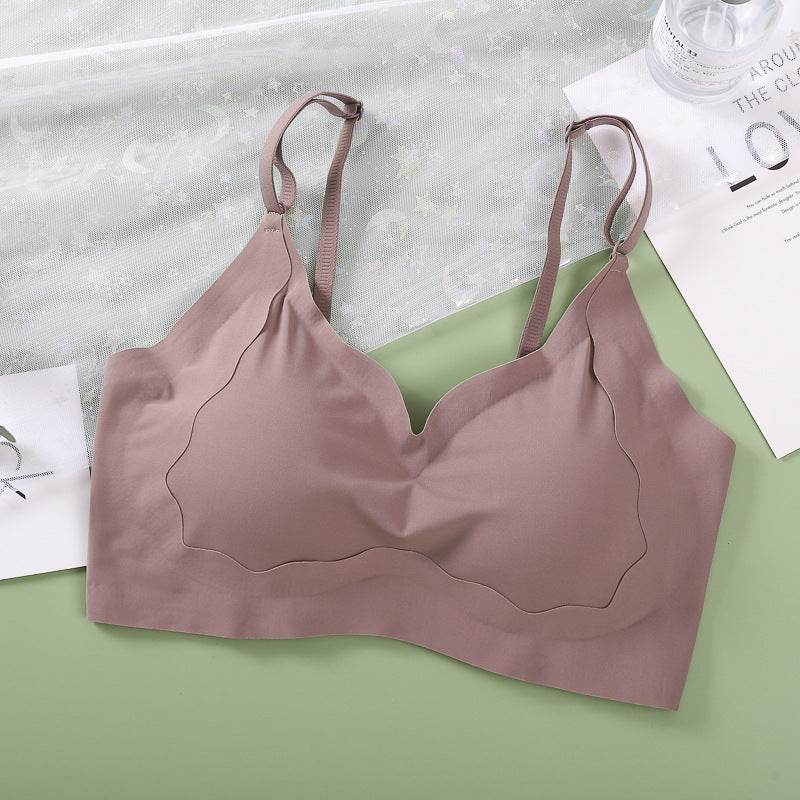 Ice Silk Seamless Wireless Push Up Plus Size Breast Holding Bra