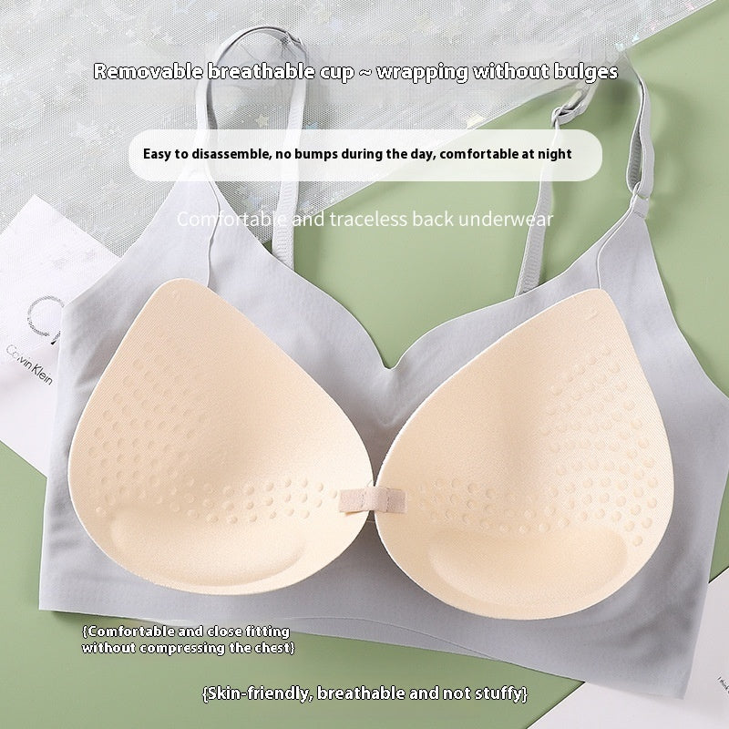 Ice Silk Seamless Wireless Push Up Plus Size Breast Holding Bra