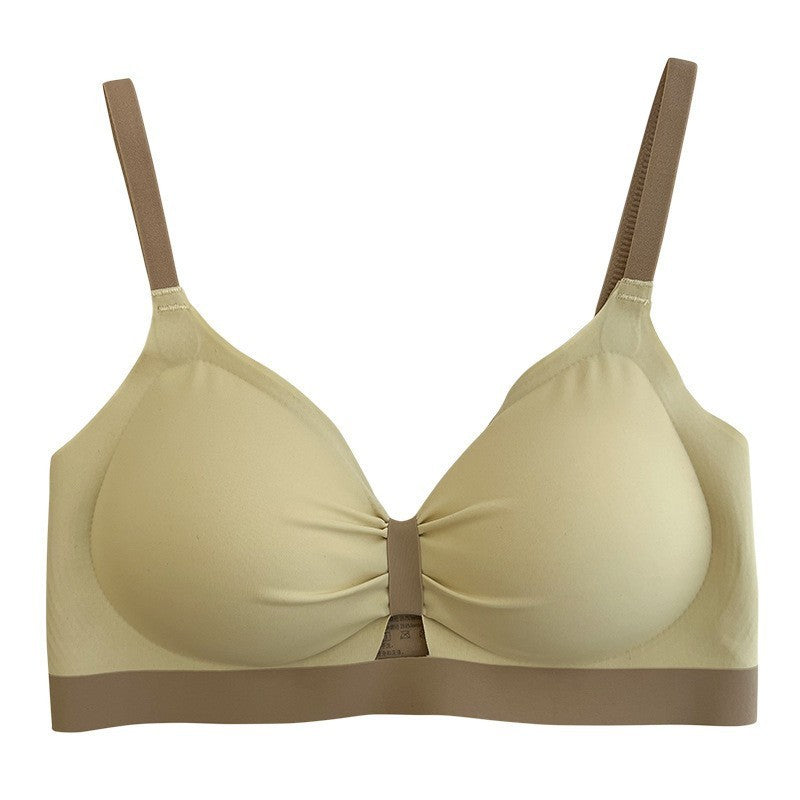 Summer Thin Sweet Bow Small Chest Push Up Bra Seamless Simple Wireless Underwear